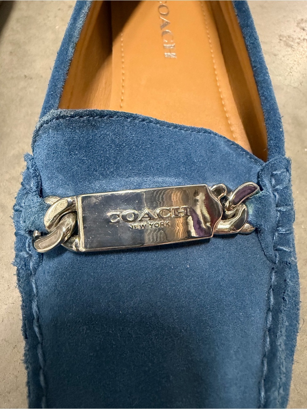 Coach Women’s Blue Suede Driving Loafers Size US 8.5 - Picture 4 of 11